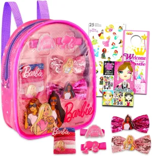 Disney Barbie Hair Accessory Bag Set for Girls - Barbie Cosmetic Bag Set Includes 10 Hair Accessories, Clear PVC Pack, & More | Barbie Girls Parties, Barbie Sleepover and Barbie Makeovers Bundle