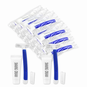 Disposable Razors in Bulk,razors individually wrapped bulk,Twin Blade Razors with Clear Safety Cap and Shaving Cream, Razors For Homeless, Hotel,Air Bnb,Shelter/Homeless/Travel (50 PCS)