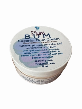 Diva Stuff Plum Bum Superior Bum Cream, Tightens, Plumps, Smooths and Softens, Coconut Beach Paradise Scent, 8oz