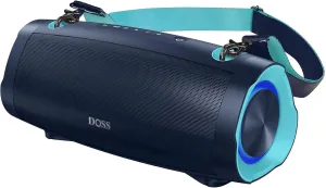 DOSS Extreme Boom Pro D100 Bluetooth Speaker with 140W Peak, 70W Bold Sound, Extra Bass, 24H Playtime, Beat-Sync Lights, Built-in Battery Sharing, IPX6 Waterproof, Portable Strap for Outdoor-Blue