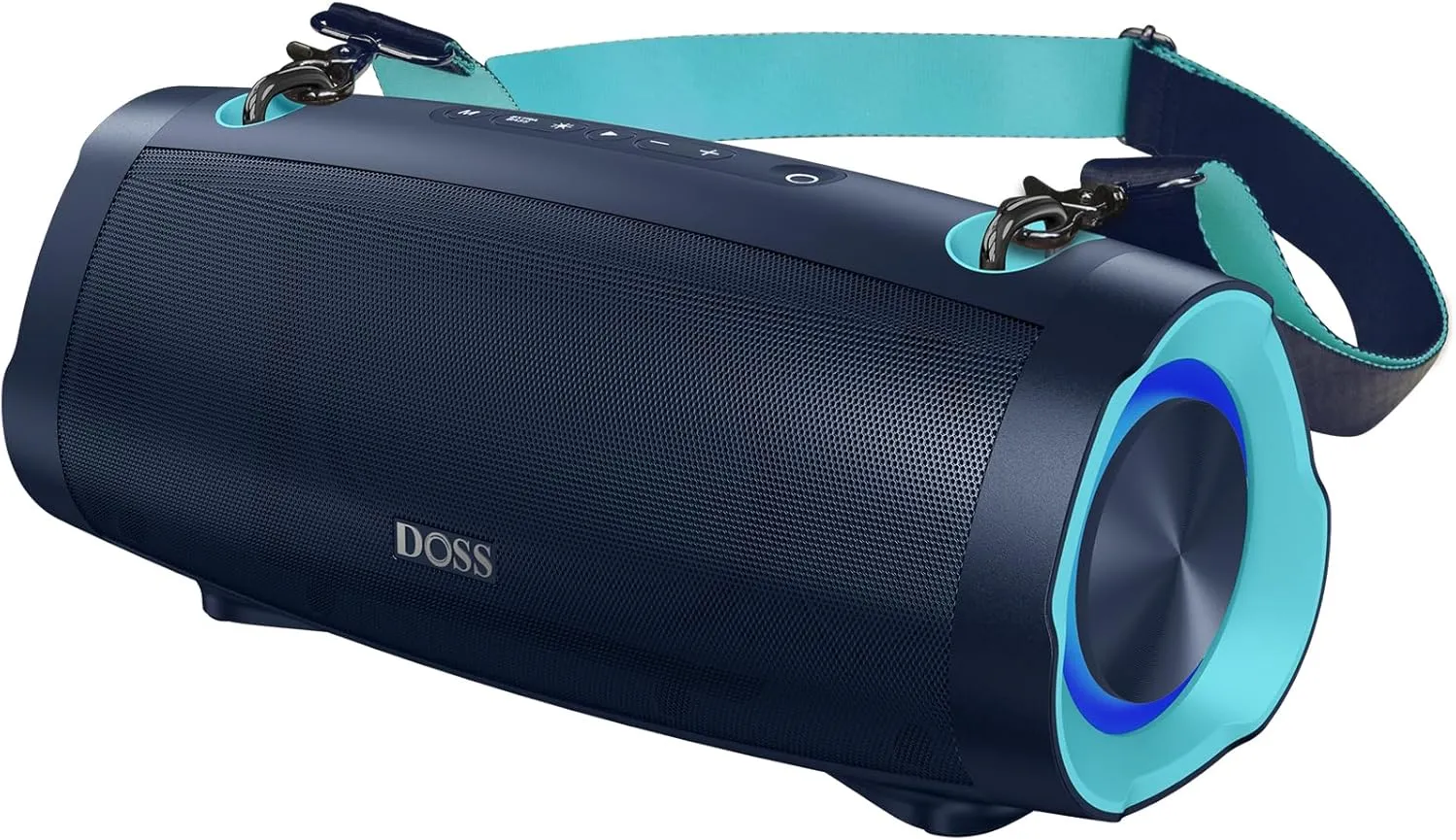 DOSS Extreme Boom Pro D100 Bluetooth Speaker with 140W Peak, 70W Bold Sound, Extra Bass, 24H Playtime, Beat-Sync Lights, Built-in Battery Sharing, IPX6 Waterproof, Portable Strap for Outdoor-Blue