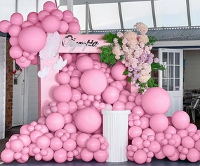 Double Stuffed Pink Balloon Garland Dusty Rose Light Pink Latex Balloons Arch Different Sizes 18/12/5 Inch for Birthday Baby Shower Wedding Bridal Engagement Party Decorations