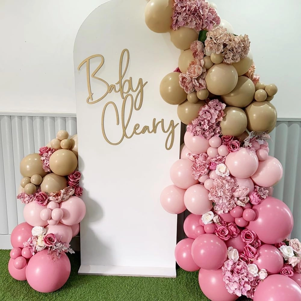 Double Stuffed Pink Balloon Garland Dusty Rose Light Pink Latex Balloons Arch Different Sizes 18/12/5 Inch for Birthday Baby Shower Wedding Bridal Engagement Party Decorations