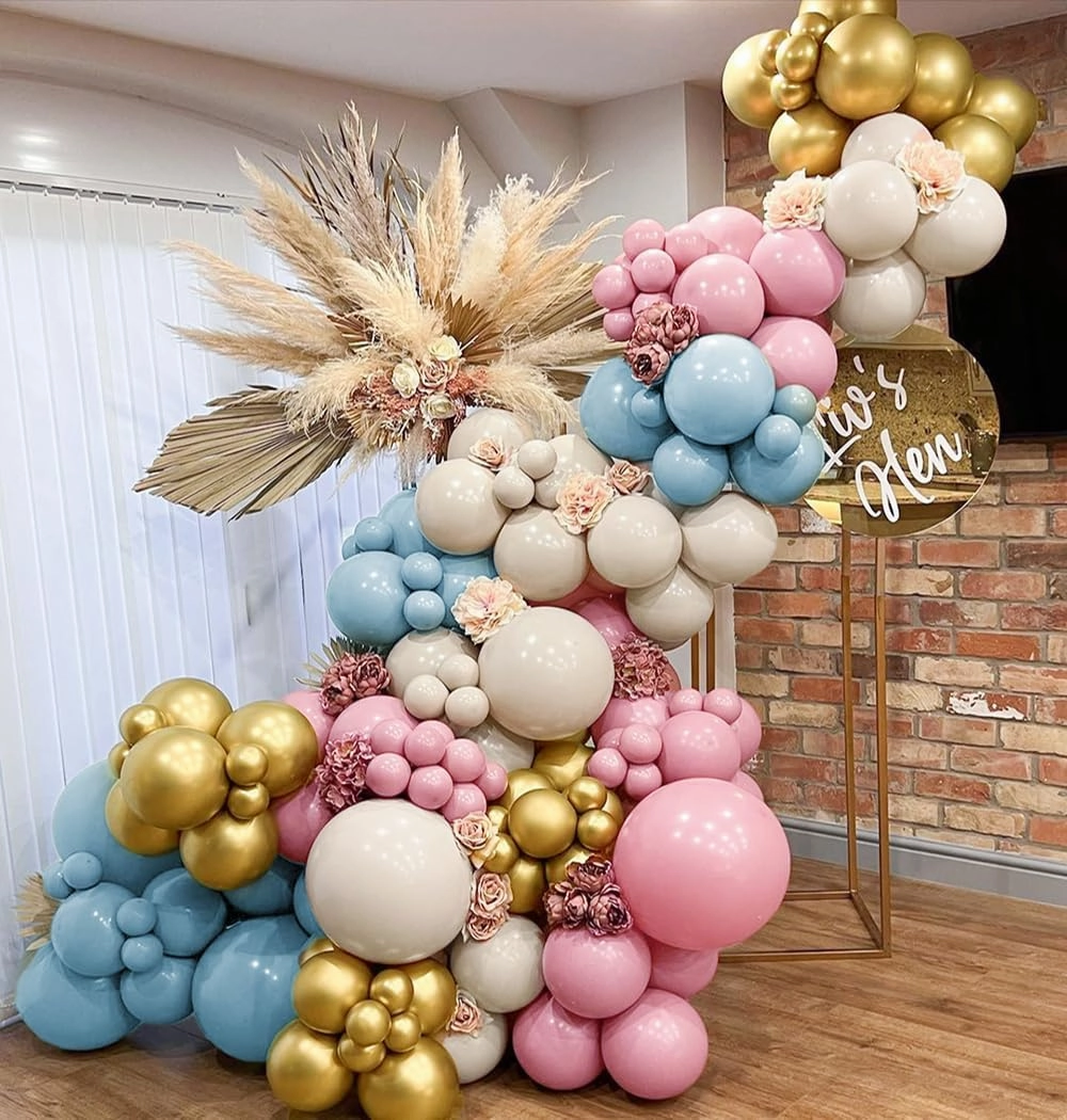 Double Stuffed Pink Balloon Garland Dusty Rose Light Pink Latex Balloons Arch Different Sizes 18/12/5 Inch for Birthday Baby Shower Wedding Bridal Engagement Party Decorations