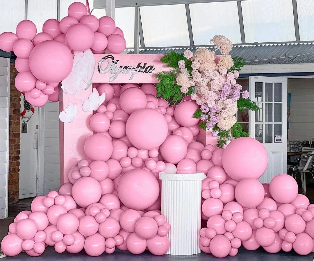 Double Stuffed Pink Balloon Garland Dusty Rose Light Pink Latex Balloons Arch Different Sizes 18/12/5 Inch for Birthday Baby Shower Wedding Bridal Engagement Party Decorations
