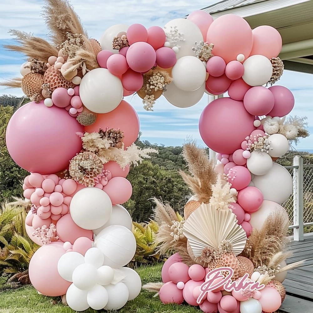 Double Stuffed Pink Balloon Garland Dusty Rose Light Pink Latex Balloons Arch Different Sizes 18/12/5 Inch for Birthday Baby Shower Wedding Bridal Engagement Party Decorations
