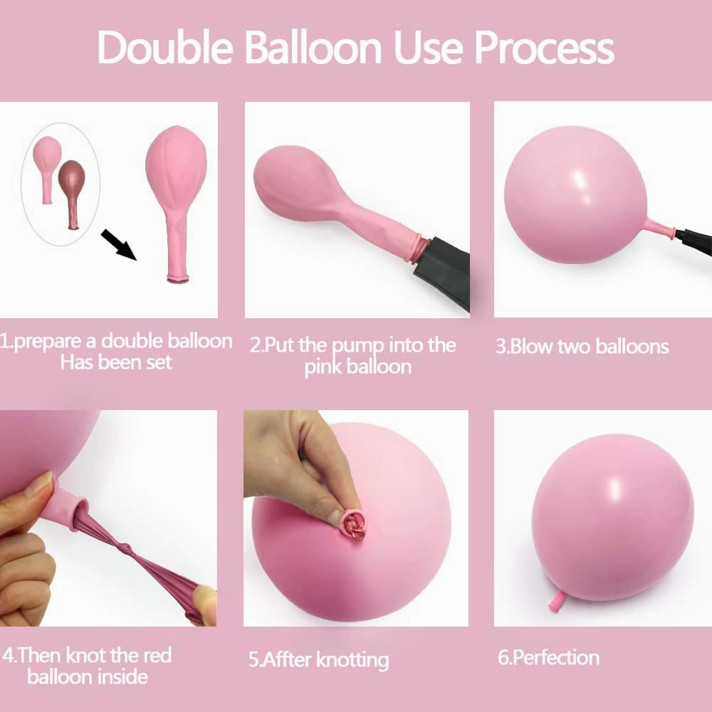 Double Stuffed Pink Balloon Garland Dusty Rose Light Pink Latex Balloons Arch Different Sizes 18/12/5 Inch for Birthday Baby Shower Wedding Bridal Engagement Party Decorations
