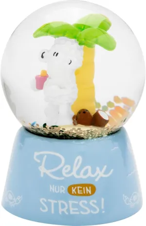 Dream Globe with Saying Relax, Snow Globe, Glass, Height 6.5 cm, Polyresin, Motif Print, Birthday Gift, 74125
