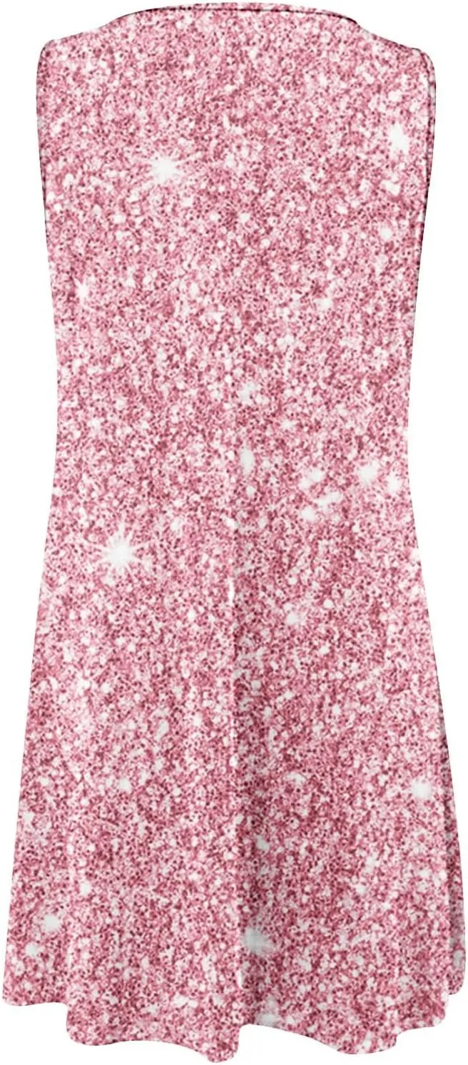Dresses for Women Fashion Hollow Out O-Neck Sleeveless Dress Casual Boho Summer Dresses A Line Beach Sundress