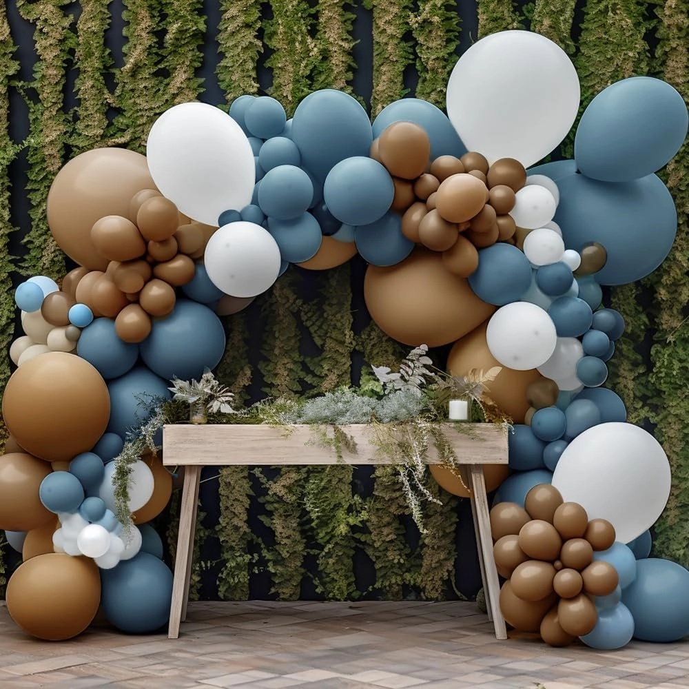 Dusty Blue Balloon Double Stuffed Slate Baby Blue Balloons Different Sizes 18/12/5 Inch Pastel Light Latex Arch Kit for Birthday Baby Shower Gender Reveal Wedding Party Decorations