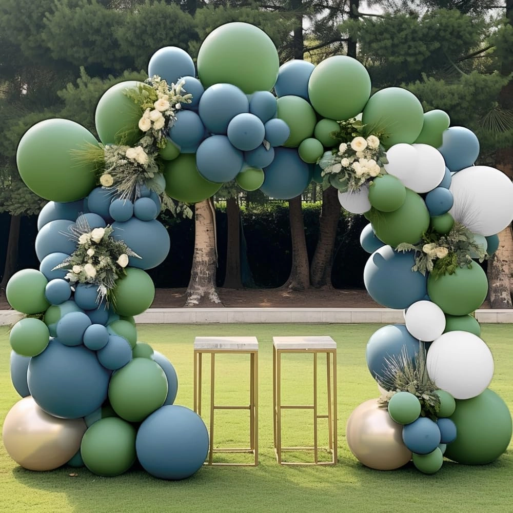 Dusty Blue Balloon Double Stuffed Slate Baby Blue Balloons Different Sizes 18/12/5 Inch Pastel Light Latex Arch Kit for Birthday Baby Shower Gender Reveal Wedding Party Decorations