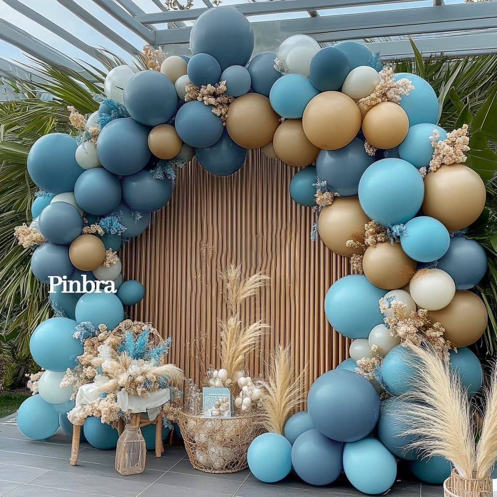 Dusty Blue Balloon Double Stuffed Slate Baby Blue Balloons Different Sizes 18/12/5 Inch Pastel Light Latex Arch Kit for Birthday Baby Shower Gender Reveal Wedding Party Decorations
