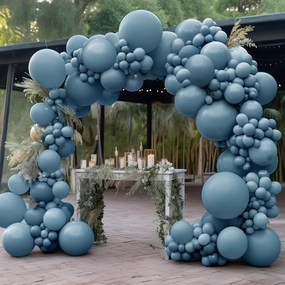 Dusty Blue Balloon Double Stuffed Slate Baby Blue Balloons Different Sizes 18/12/5 Inch Pastel Light Latex Arch Kit for Birthday Baby Shower Gender Reveal Wedding Party Decorations