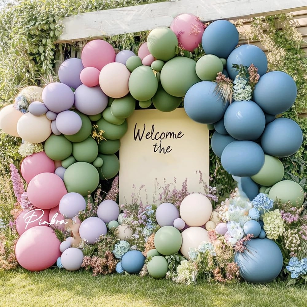 Dusty Blue Balloon Double Stuffed Slate Baby Blue Balloons Different Sizes 18/12/5 Inch Pastel Light Latex Arch Kit for Birthday Baby Shower Gender Reveal Wedding Party Decorations