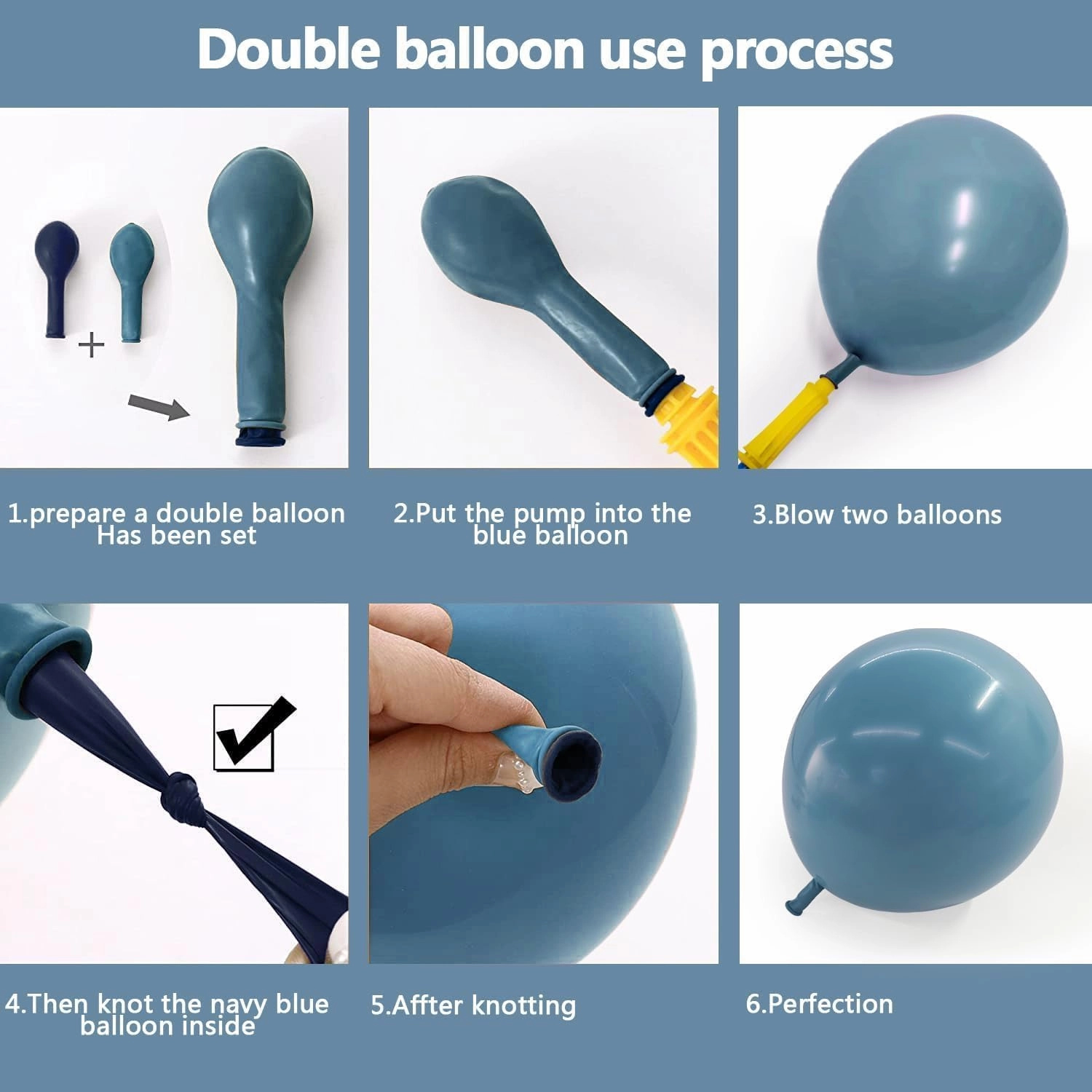 Dusty Blue Balloon Double Stuffed Slate Baby Blue Balloons Different Sizes 18/12/5 Inch Pastel Light Latex Arch Kit for Birthday Baby Shower Gender Reveal Wedding Party Decorations