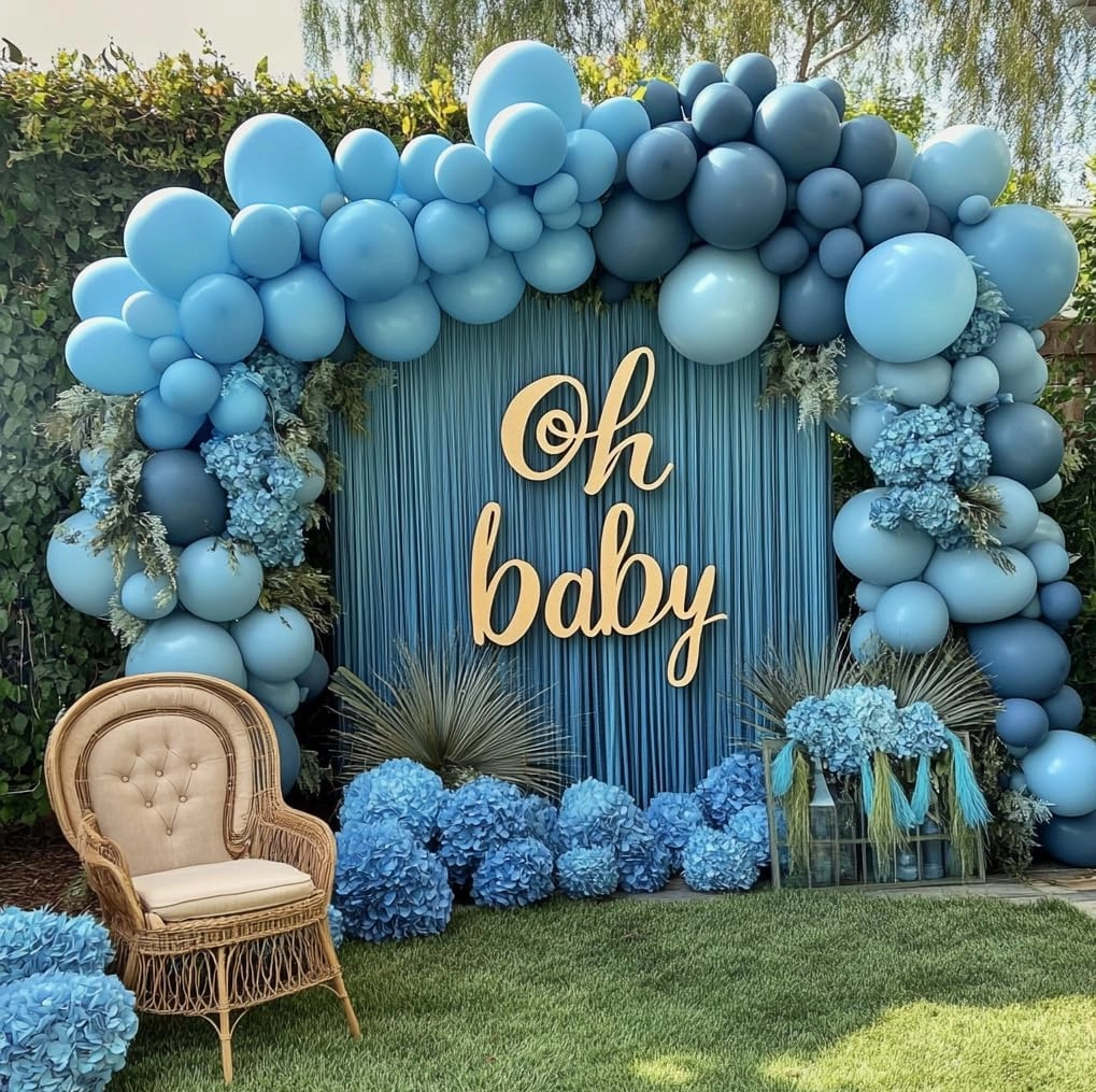 Dusty Blue Balloon Double Stuffed Slate Baby Blue Balloons Different Sizes 18/12/5 Inch Pastel Light Latex Arch Kit for Birthday Baby Shower Gender Reveal Wedding Party Decorations