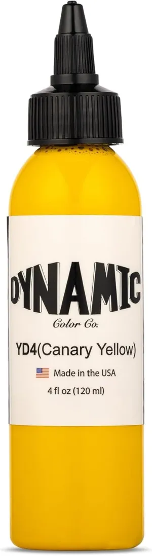 Dynamic Color Co. - Canary Yellow Color Tattoo Ink, Long Lasting Vivid Color, Sterilized, Made in USA, Since 1990 (4oz Bottle)