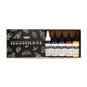 Dynamic Color Co - Traditional Color Set, Includes a 1oz bottle of each: Black, Canary Yellow, Blue, Green, and Fire Red, Made in USA