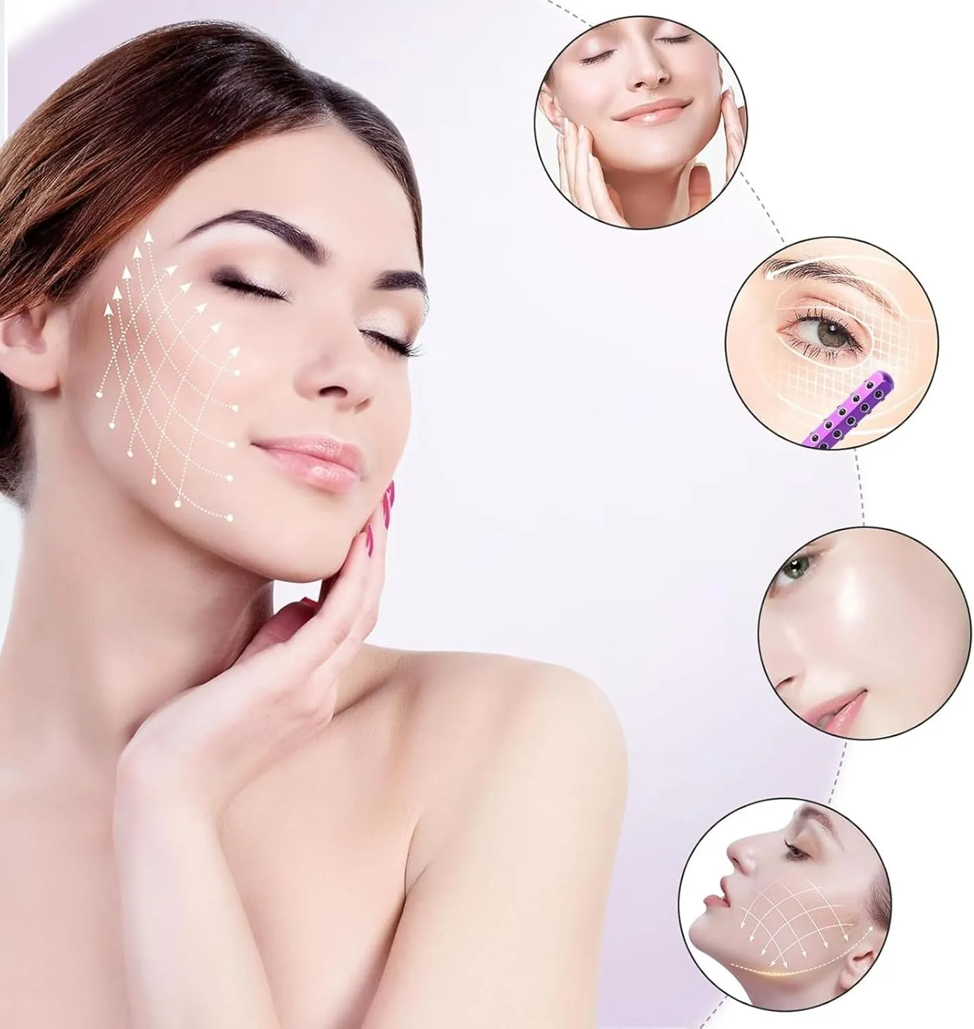 Elarique Beauty Roller, Glow Sculpt Face Roller, Beauty Roller, 24 Tourmaline Stone Uplift Facial Massaging Beauty Tool, Aluminum Alloy Radiance Roller for Face, Eye, Chin, Neck Skin
