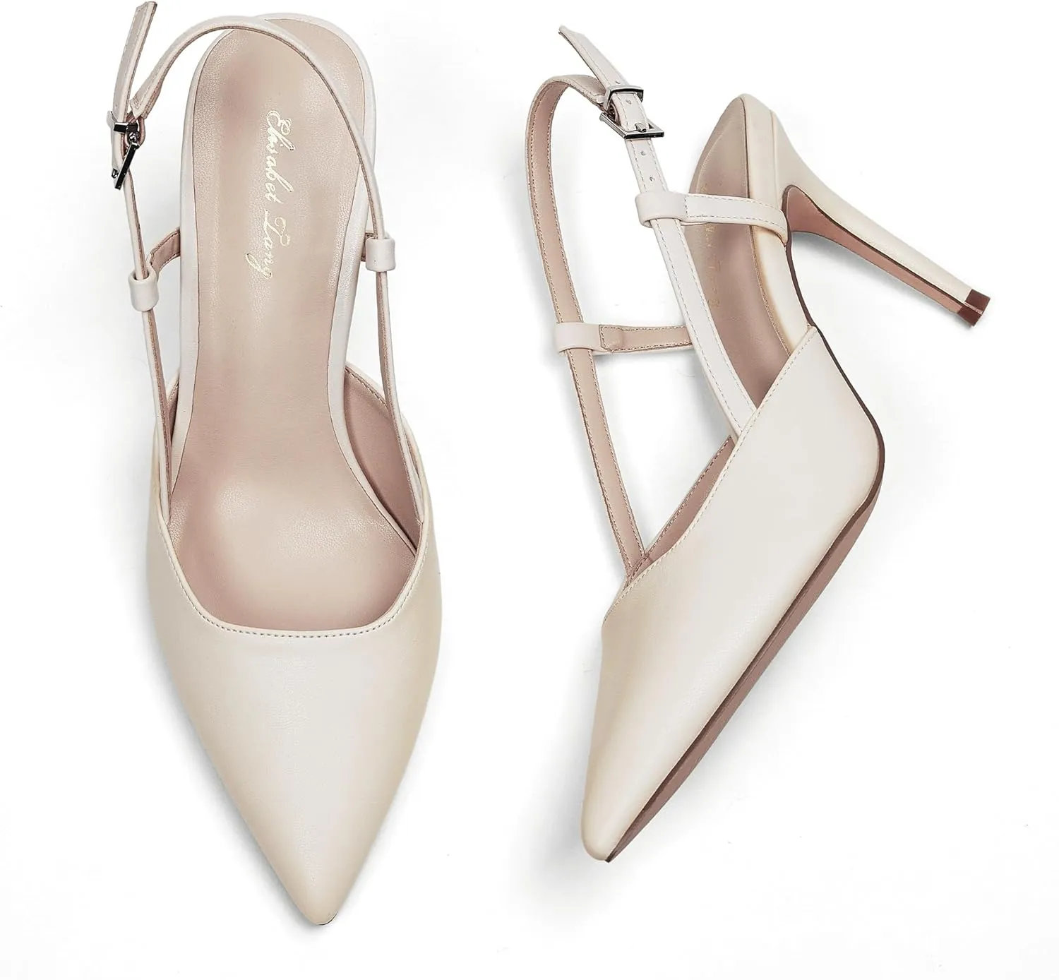 Elisabet Tang Women's Closed Toe Slingback Pointed Toe Stiletto Heel Pump Dress Shoes Buckle Strap Party Pumps Sexy