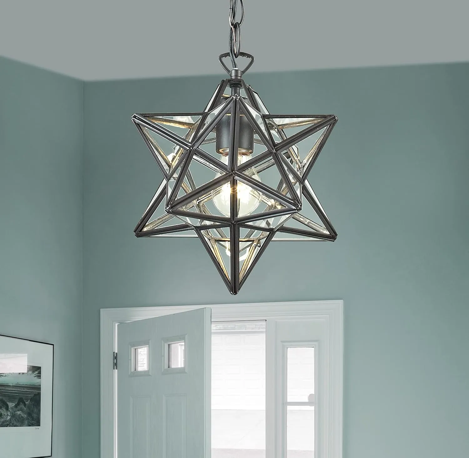 Elk Home Star Mini Pendant - 12-inch Wide, 1 Light Moravian Star in Oil Rubbed Bronze Finish with Clear Glass, Traditional Luxe/Glam Style for Entryway, Home or Indoor Industrial Lighting Decor