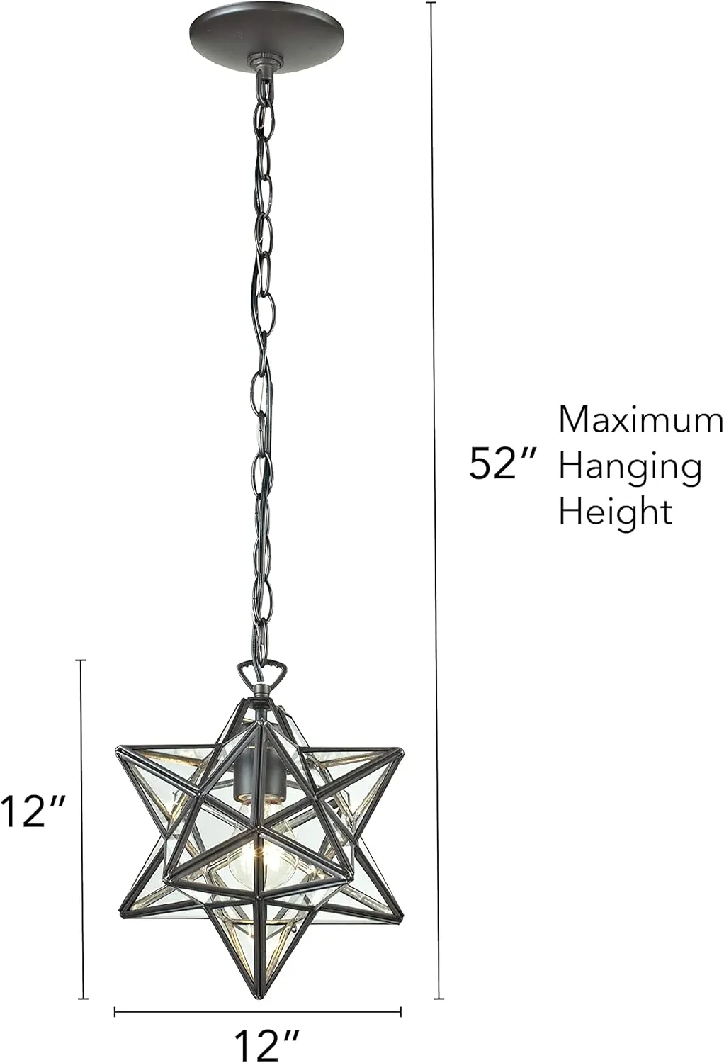 Elk Home Star Mini Pendant - 12-inch Wide, 1 Light Moravian Star in Oil Rubbed Bronze Finish with Clear Glass, Traditional Luxe/Glam Style for Entryway, Home or Indoor Industrial Lighting Decor