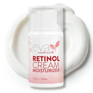 Eva Naturals Anti-Aging Retinol Cream - Day & Night Moisturizer with Hyaluronic Acid & Vitamin E, Reduces Fine Lines & Dark Spots (2 oz)