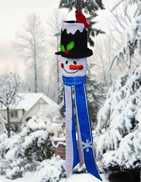 Evergreen Flag Snowman Windsock 3D Christmas Windsocks Outdoor Hanging | 46 Inch Winter Windsock | Christmas Event Party Decorations for Garden Porch Yard Patio Lawn