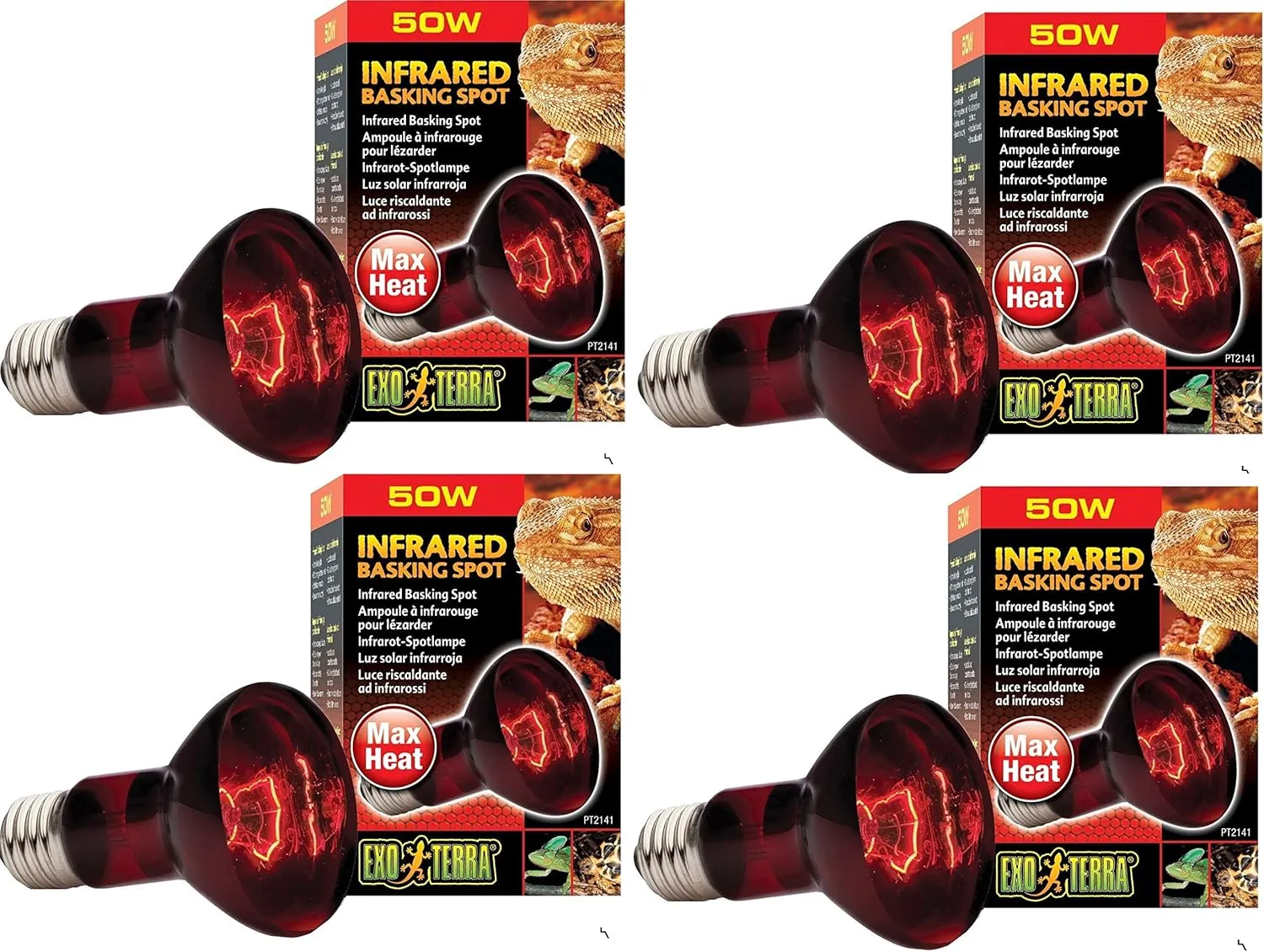 Exo Terra Heat-Glo Infrared Spot Lamp, 50-Watt/120-Volt (4 Pack)