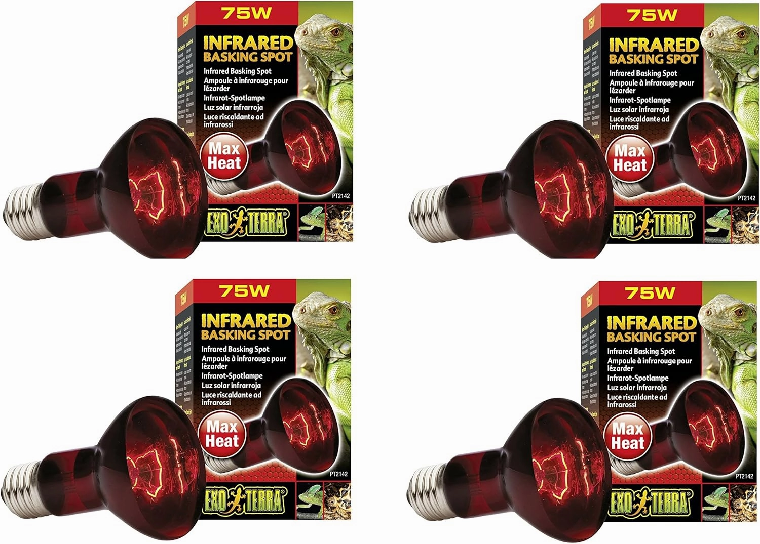 Exo Terra Heat-Glo Infrared Spot Lamp, 75-Watt/120-Volt (4 Pack)