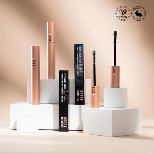 Extremely Bossy By Nature Bossy Cosmetics Mascara for Grande Volume & High Length, Provides Instant Lash Lift, Unique Wand for Eye Makeup Control & Volume, Vegan, Cruelty Free (SAPPHIRE-BLUE)