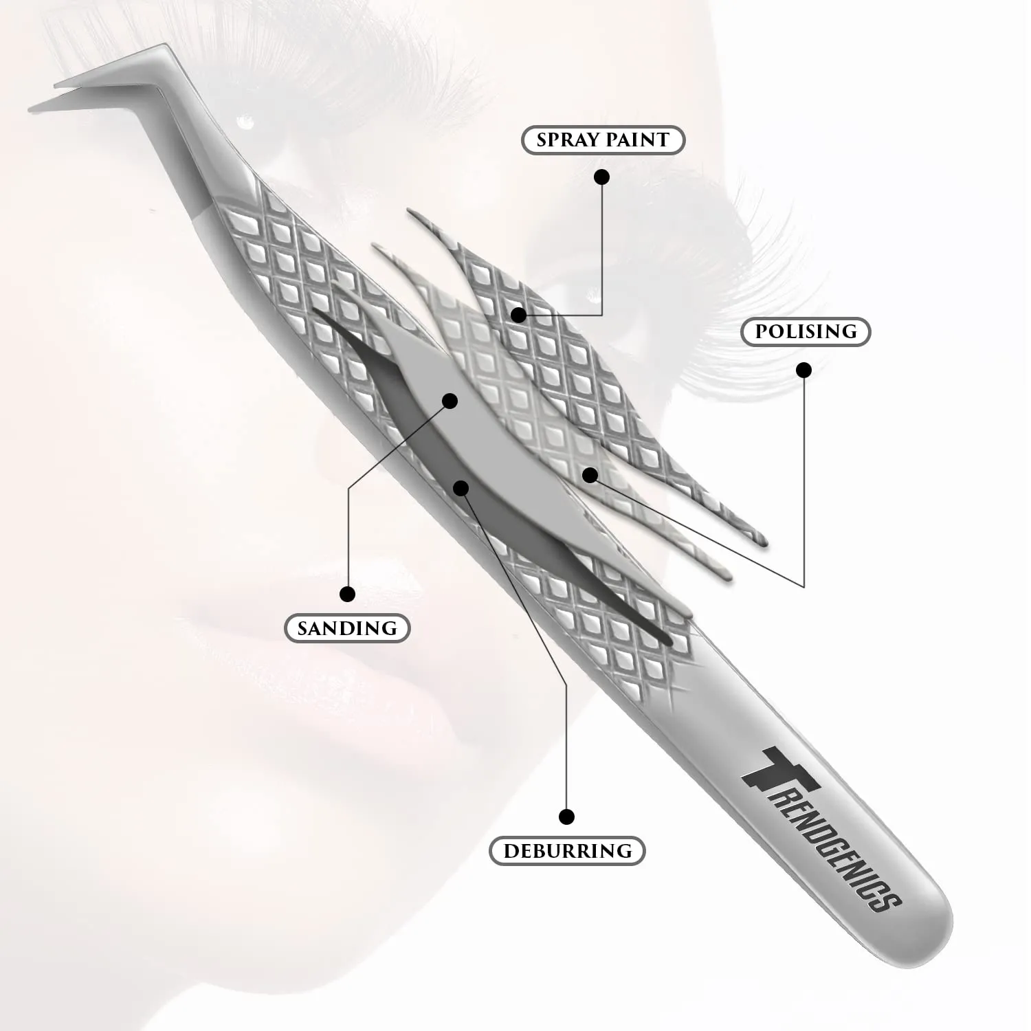 Eyelash Extensions Tweezers Professional Lash Tweezers for Volume, Isolation - Stainless Steel Hand Calibrated Straight/Curved Tips Precision Tweezers Set 5Pcs (Silver)