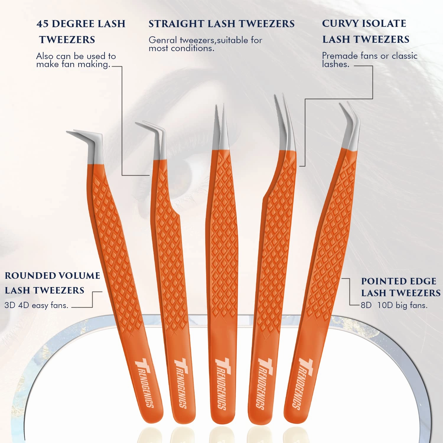Eyelash Extensions Tweezers Professional Lash Tweezers for Volume, Isolation - Stainless Steel Hand Calibrated Straight/Curved & Angled Tips Precision Tweezers Set 5Pcs