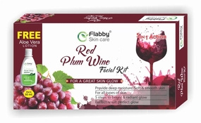 Facial Kit for natural-looking glowing skin, with 5 easy steps & Get 1 Aloe vera Moisturizing Lotion (Red Plum Wine)