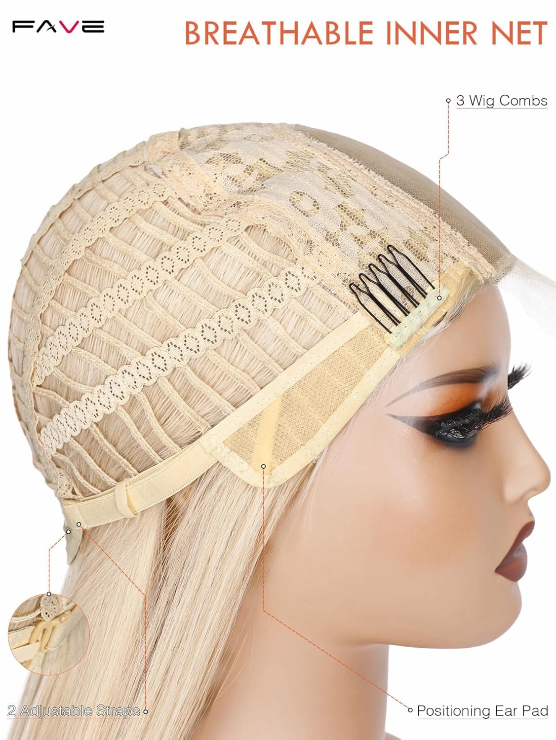 FAVE 26 Inch Blonde Wigs for White Women, Long Blonde Wig with Simulated Lace Scalp,Heat Resistant Synthetic Middle Part Blonde Wigs,Daily & Office Friendly