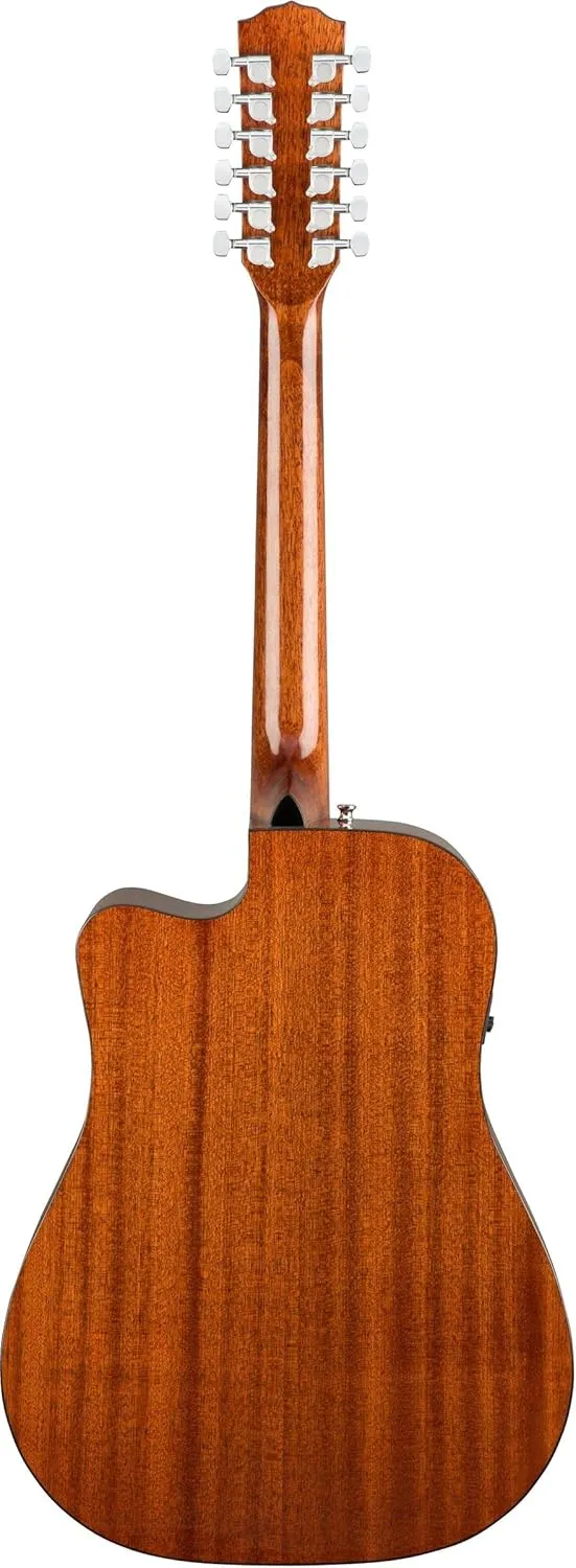 Fender 12-String Acoustic Electric Guitar, with 2-Year Warranty, with Fishman Acoustic Guitar Pickup with Tuner and Equalizer, Rounded Walnut Fingerboard, Glossed Natural Finish, Mahogany Body