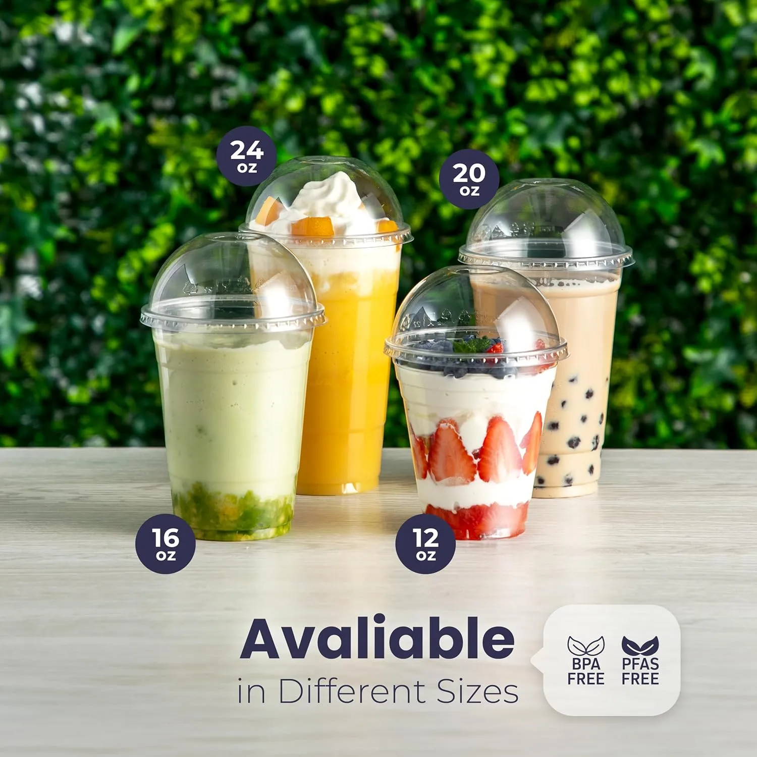 Fit Meal Prep 100 Pack 16 oz Disposable Plastic Coffee Cups with Dome Lids, To Go Iced Coffee Cups with Lids, BPA Free Clear Parfait Cups for Party, Smoothie, Bubble Boba, Juice, Milkshake