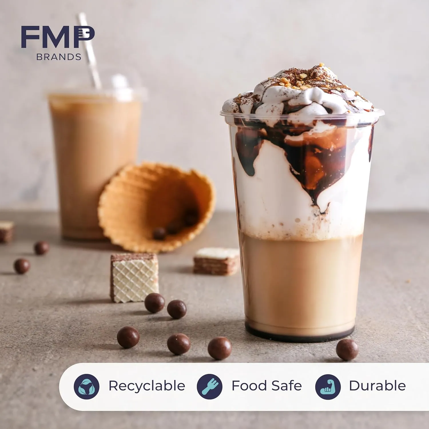 Fit Meal Prep 100 Pack 16 oz Disposable Plastic Coffee Cups with Dome Lids, To Go Iced Coffee Cups with Lids, BPA Free Clear Parfait Cups for Party, Smoothie, Bubble Boba, Juice, Milkshake
