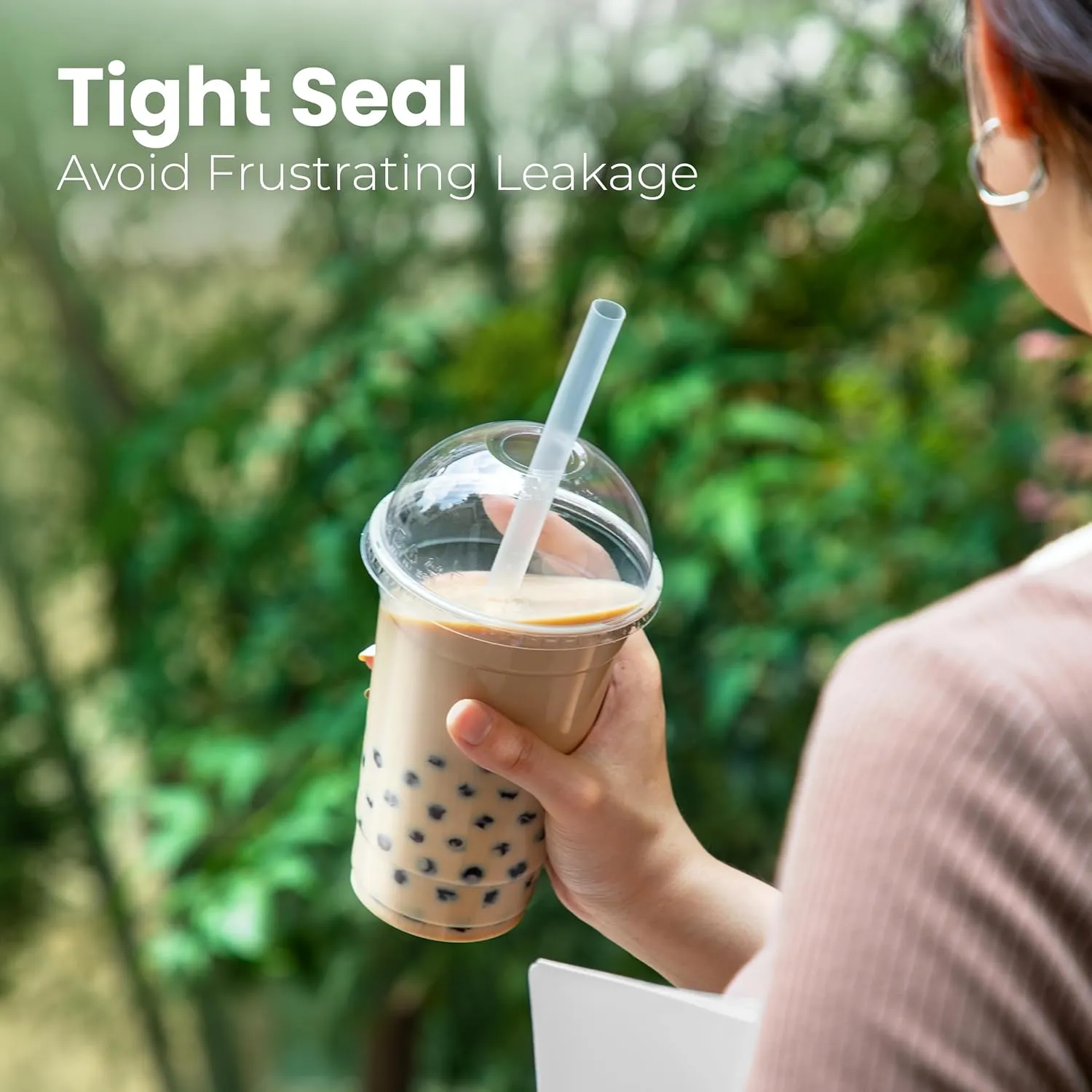Fit Meal Prep 100 Pack 16 oz Disposable Plastic Coffee Cups with Dome Lids, To Go Iced Coffee Cups with Lids, BPA Free Clear Parfait Cups for Party, Smoothie, Bubble Boba, Juice, Milkshake