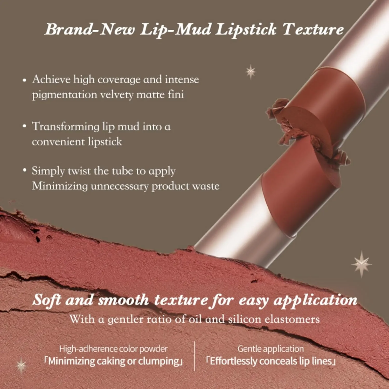 Flower Knows Little Angel Matte Lipstick,Super Soft & Ultra Silky Lip Mud Stick,Long Lasting & Moisturizing Vegan Lip Makeup for Girls&Women,Velvety Nude Peachy Finish(C01 Starry Cross)