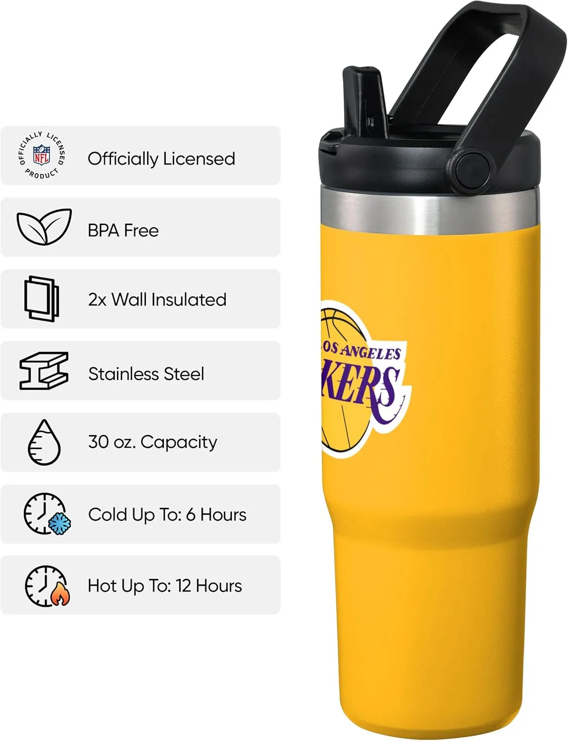 FOCO NBA 30 oz Solid Tumbler with Straw
