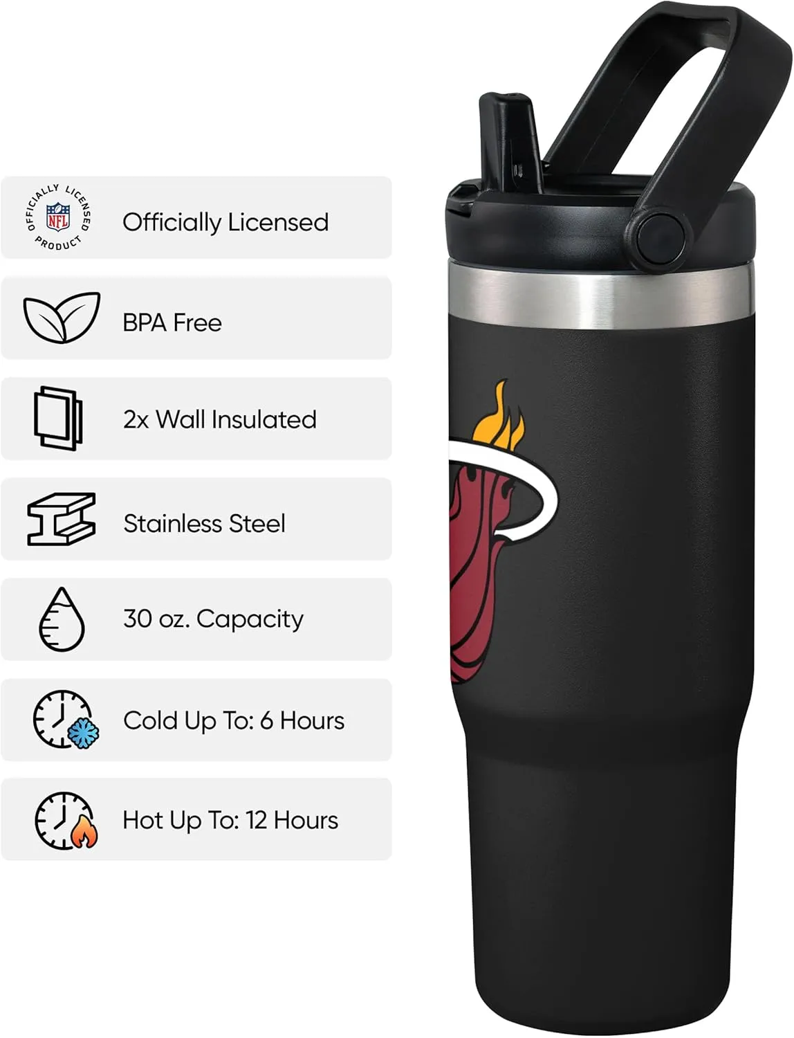 FOCO NBA 30 oz Solid Tumbler with Straw