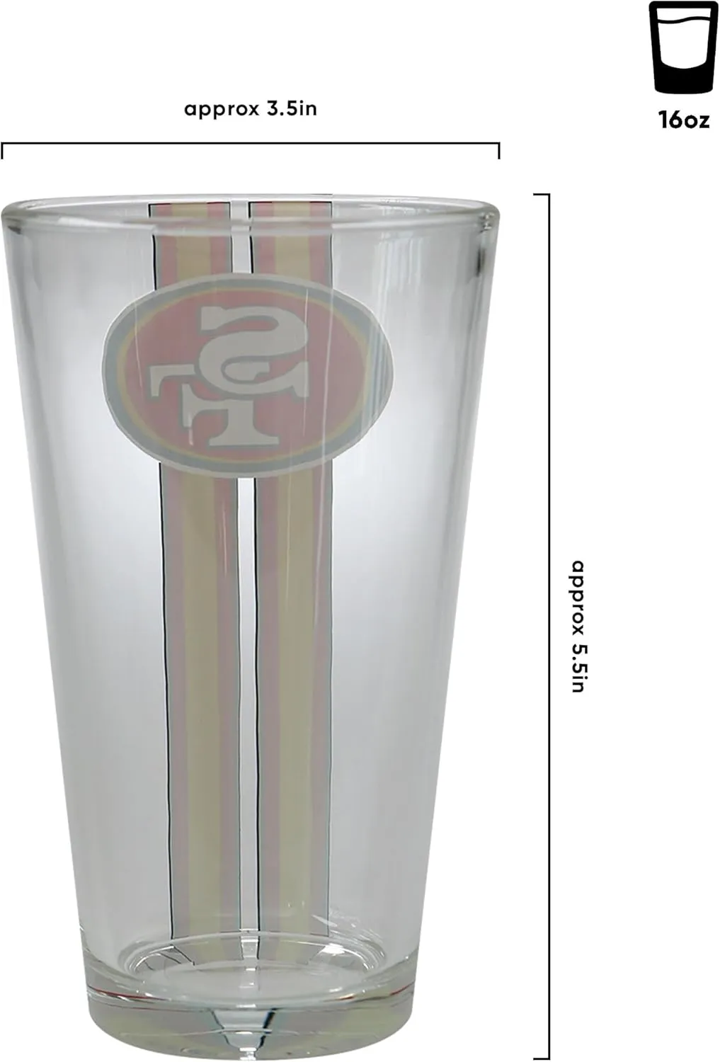 FOCO NFL unisex-adult NFL Team Logo Barware Drink 16oz Pint Glass