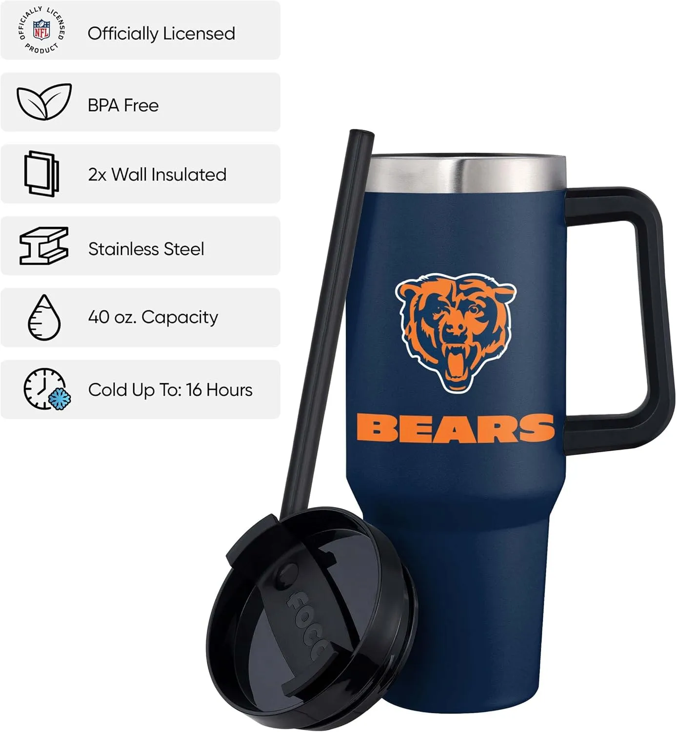 FOCO NFL unisex-adult NFL Team Logo Insulated Travel Mug 40oz XL Tumbler