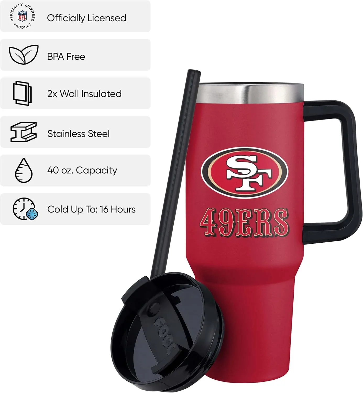 FOCO NFL unisex-adult NFL Team Logo Insulated Travel Mug 40oz XL Tumbler