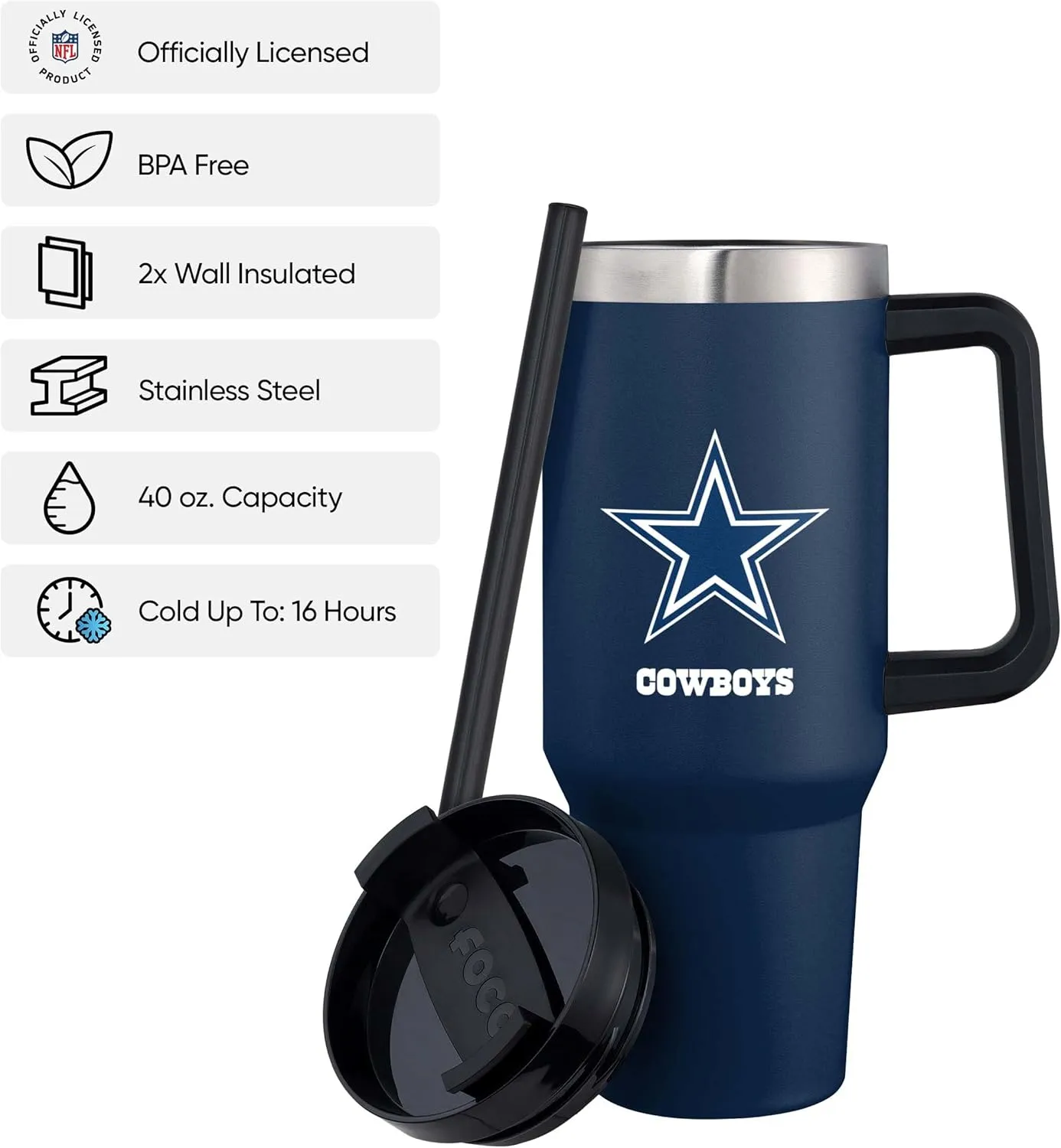FOCO NFL unisex-adult NFL Team Logo Insulated Travel Mug 40oz XL Tumbler