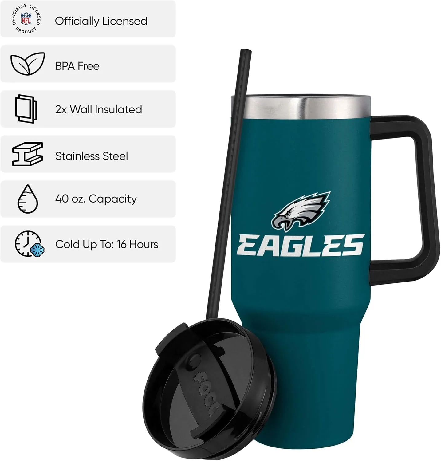 FOCO NFL unisex-adult NFL Team Logo Insulated Travel Mug 40oz XL Tumbler