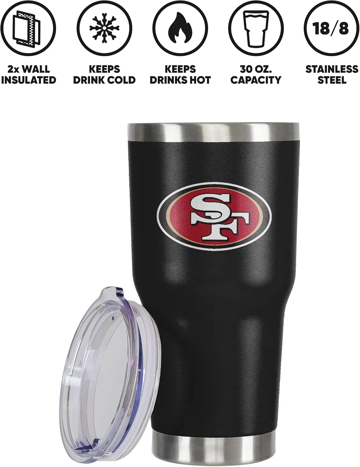 FOCO NFL unisex NFL Team Logo 30oz Insulated Stainless Steel Travel Mug Tumbler