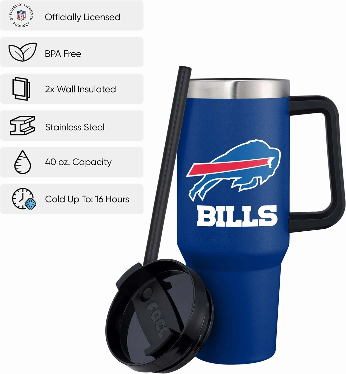 FOCO NFL unisex-adult NFL Team Logo Insulated Travel Mug 40oz XL Tumbler