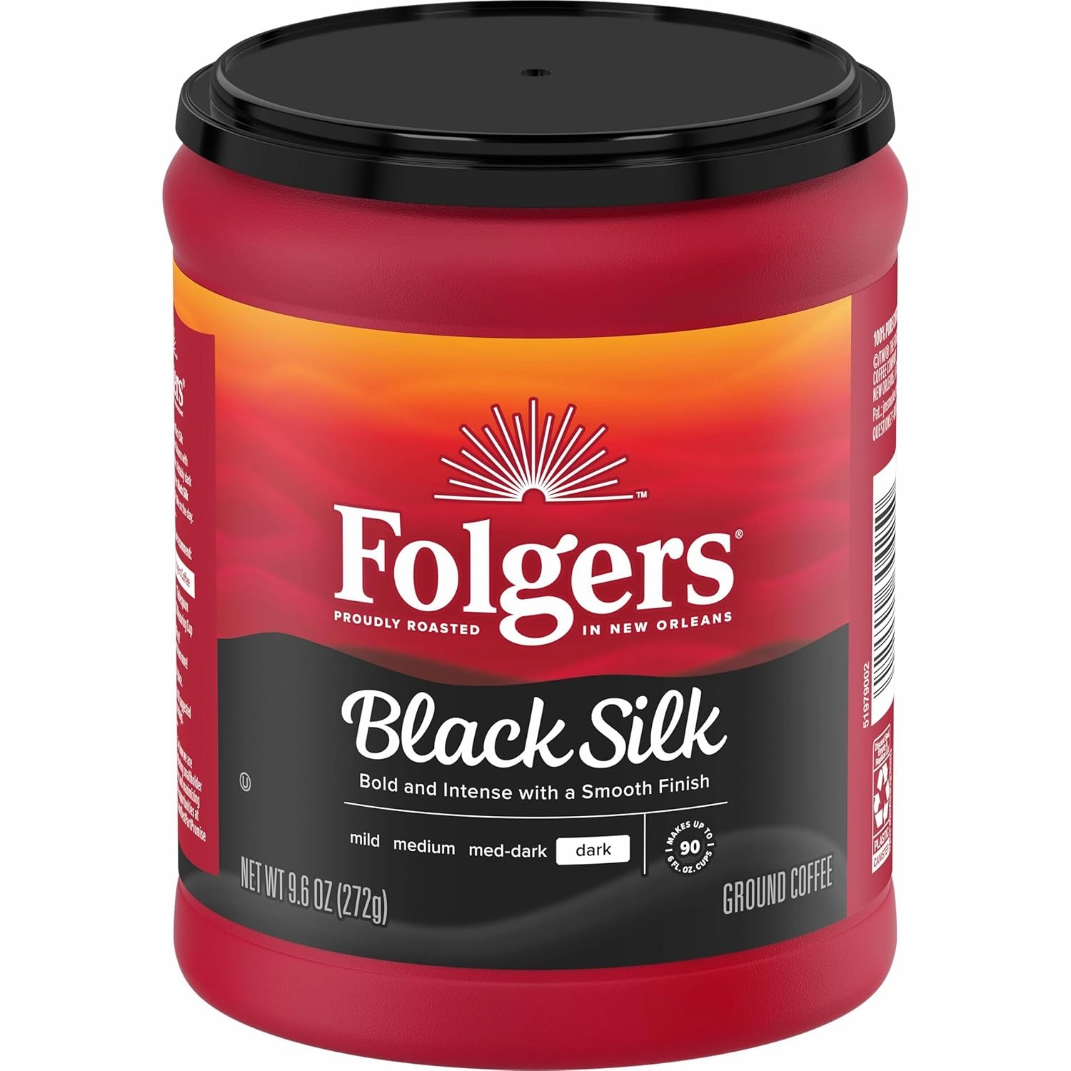 Folgers Black Silk Dark Roast Coffee, 9.6 Ounces (Pack of 6)
